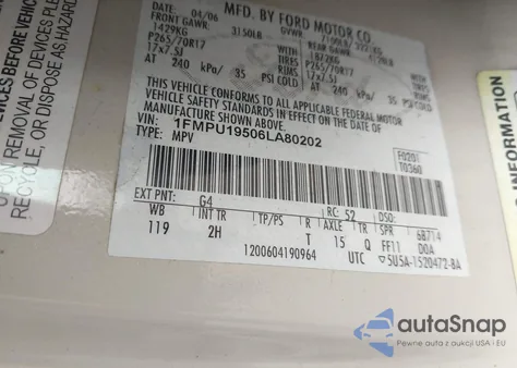 2006 Ford Expedition Limited from USA, damaged, VIN 1FMPU19506LA80202